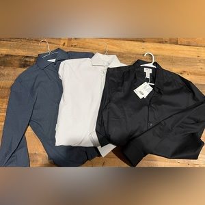 Men’s Size M - Nordstrom & H&M Dress Shirts. Navy, White/Black, & Black